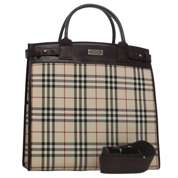 Burberry Nova Check Hand Bag Canvas Beige - Picture 1 of 16